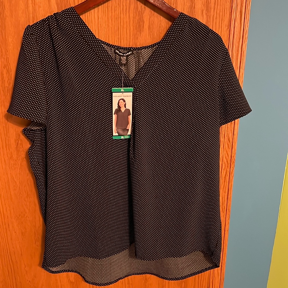 Hilary Radley SS polka dot Blouse XL NWT